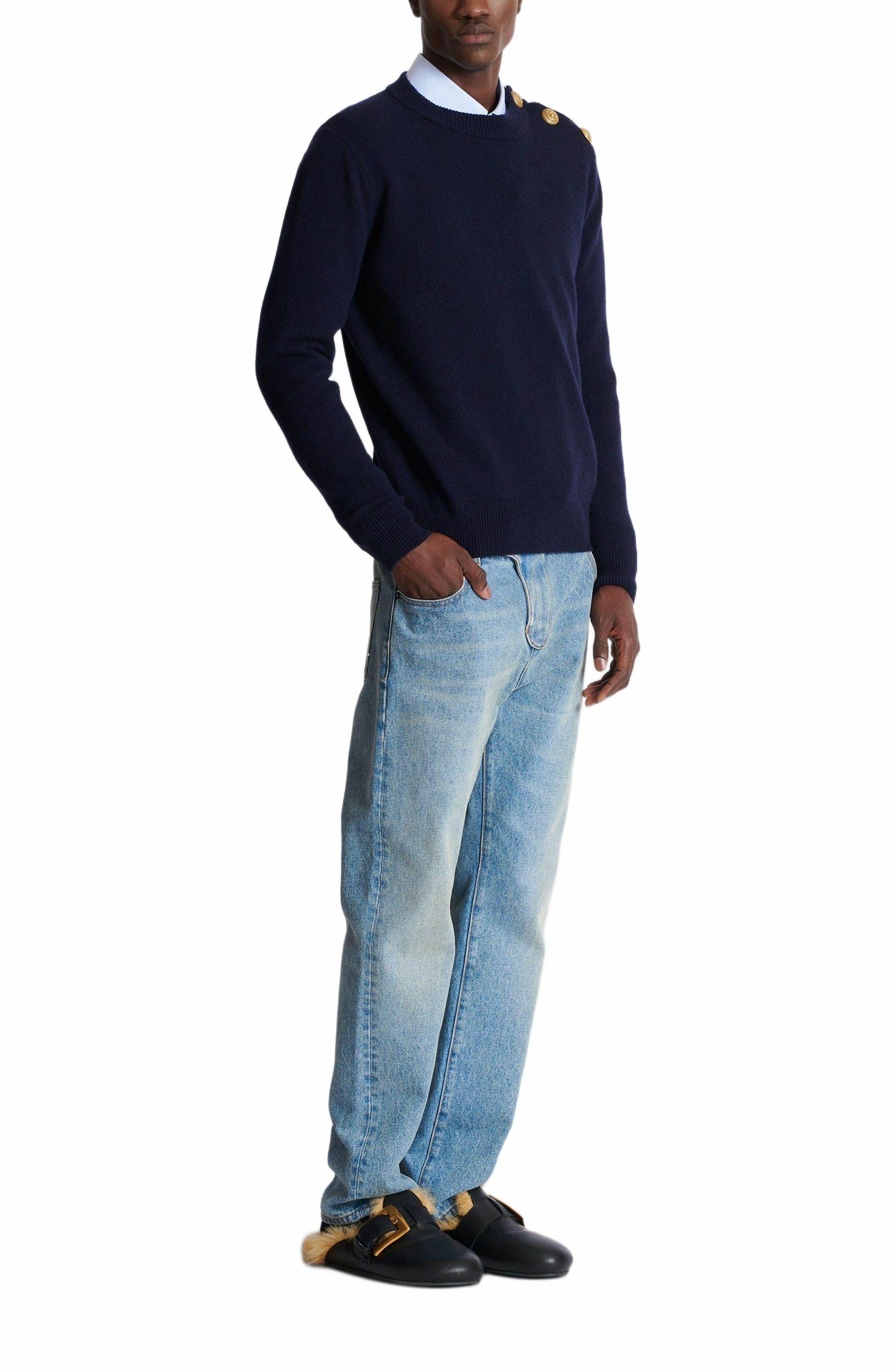 Balmain Eco-cashmere jumper in Navy at Nordstrom - 2