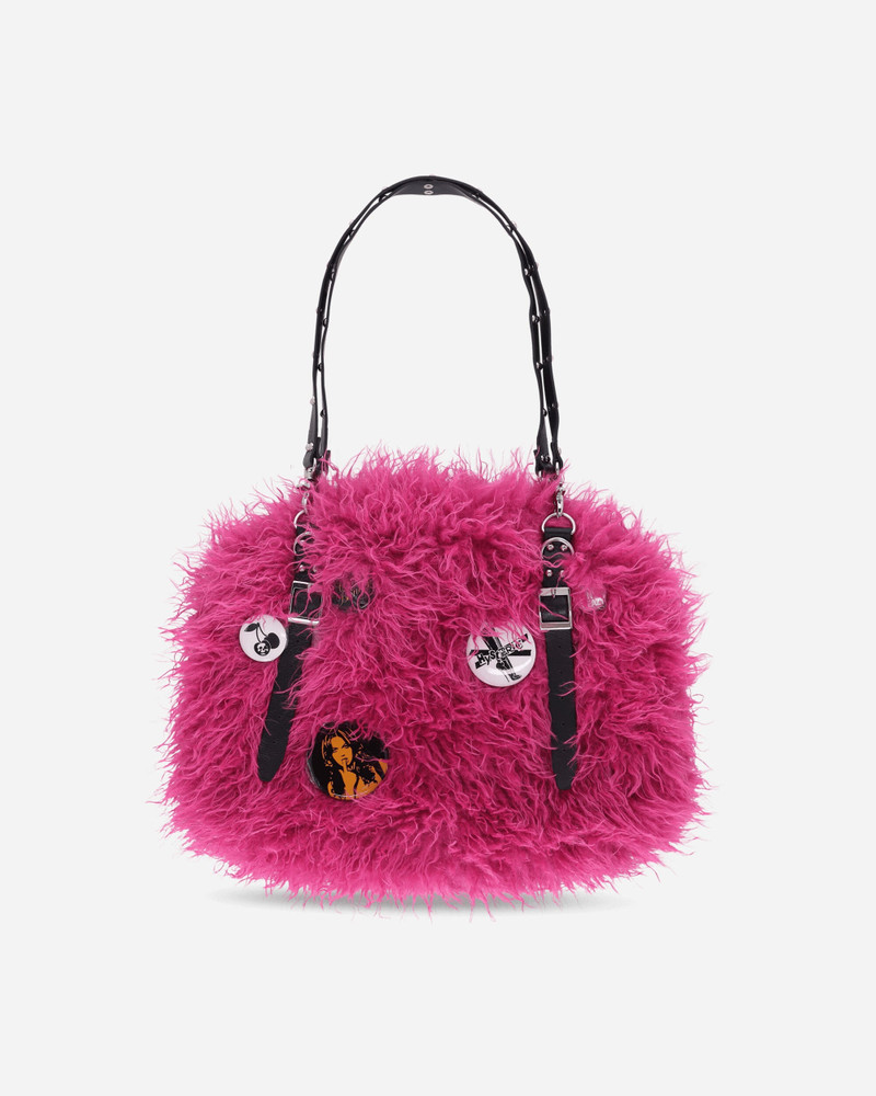 Studded Belt Fur Bag Pink 1