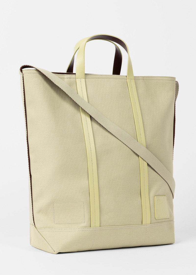 Beige Canvas Reversible Tote Bag With Shoulder Strap 4