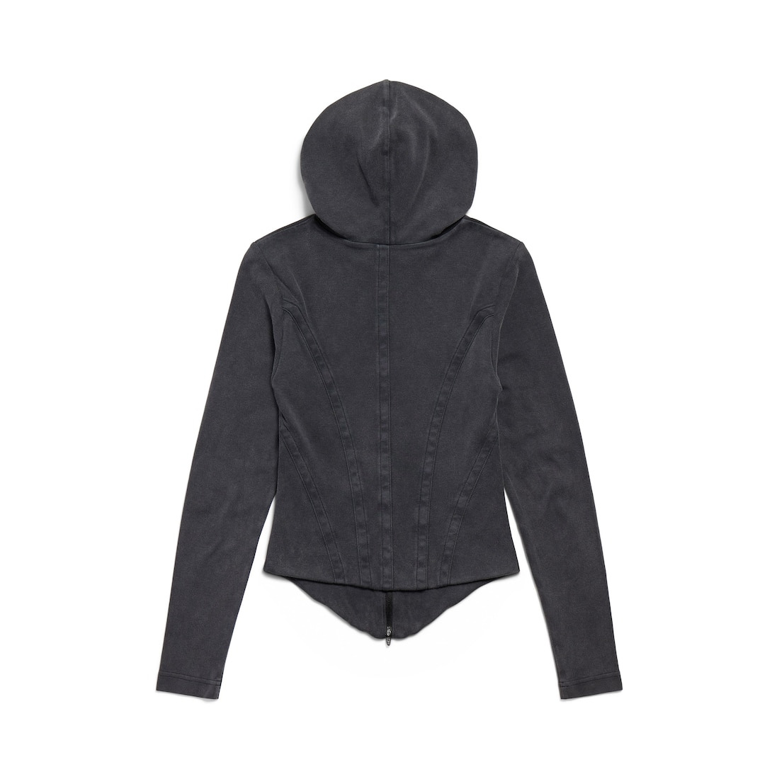 Women's Corseted Zip-up Hoodie in Black Faded - 6