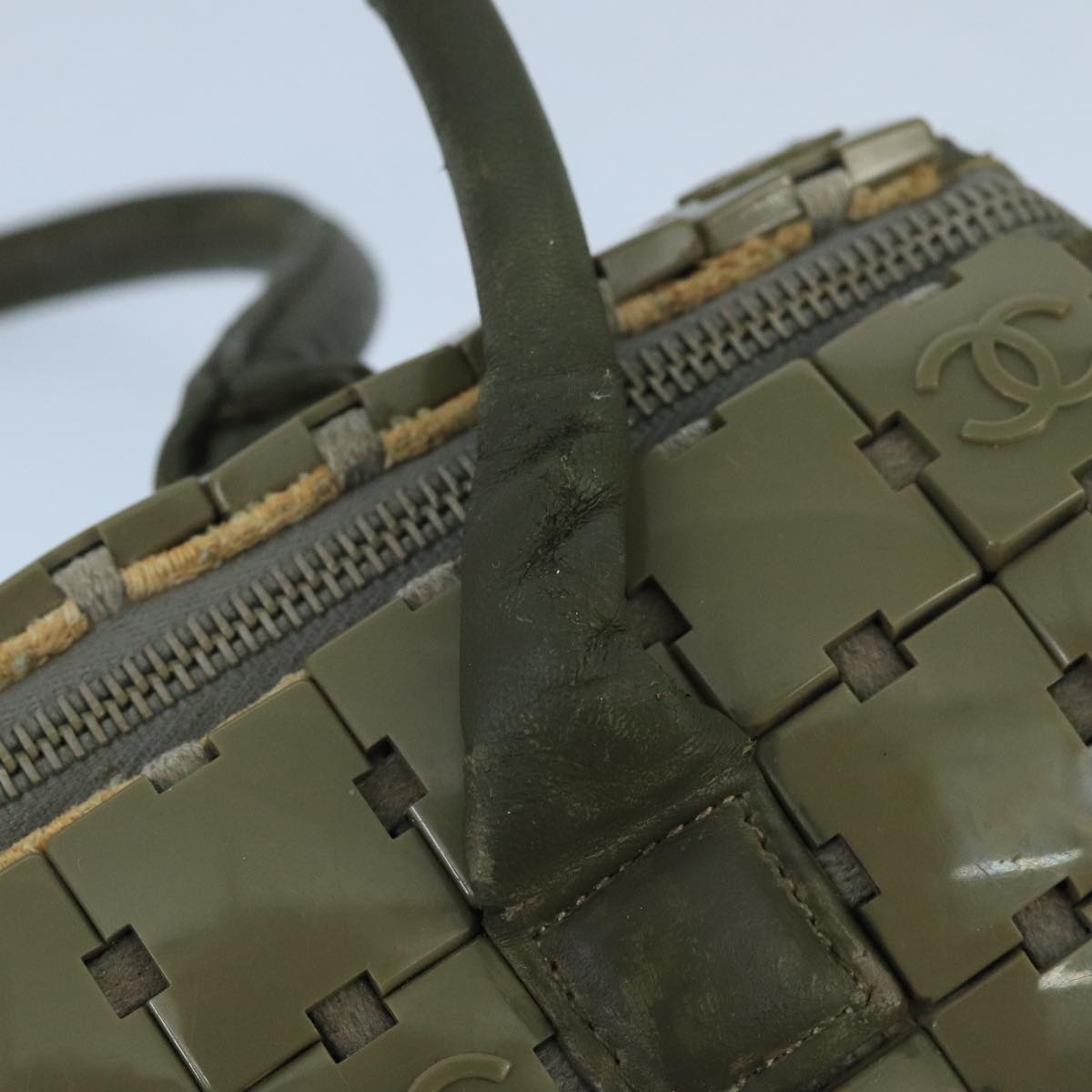 CHANEL Hand Bag Plastic Khaki CC - 14