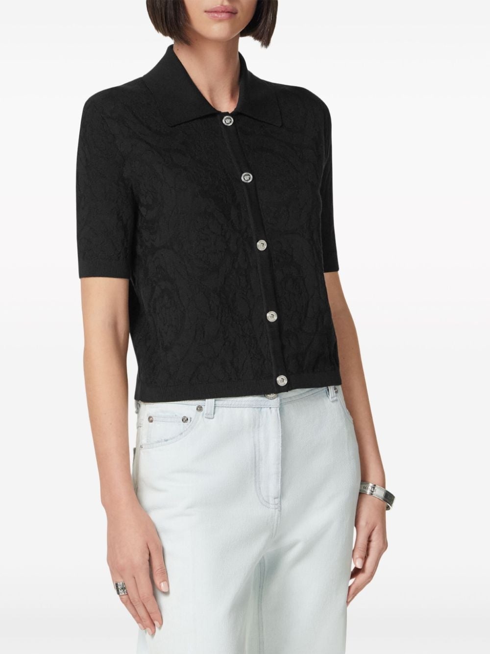 floral-jacquard silk-cotton top - 3