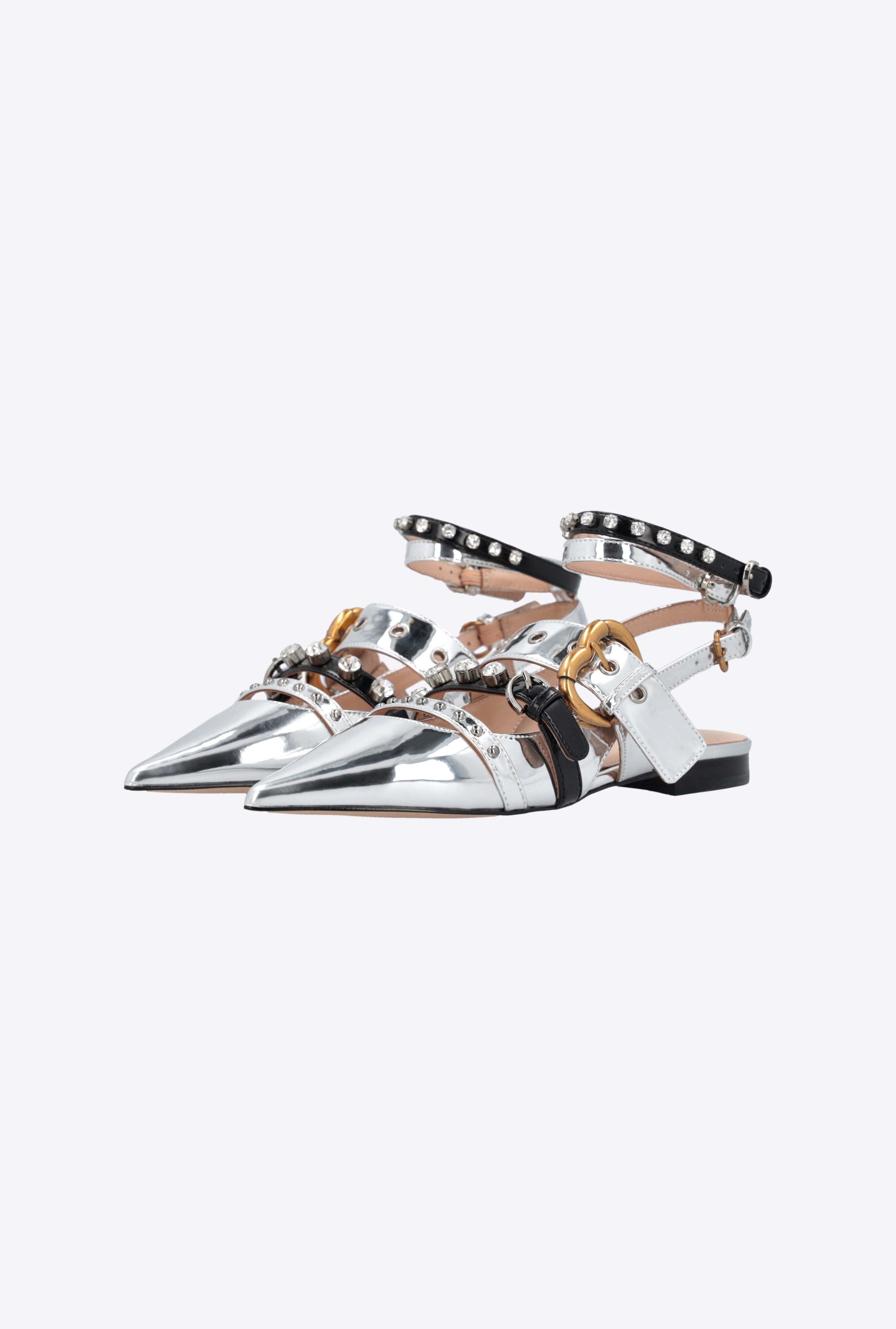 LAMINATED POINTED-TOE SLINGBACKS WITH RHINESTONES - 6