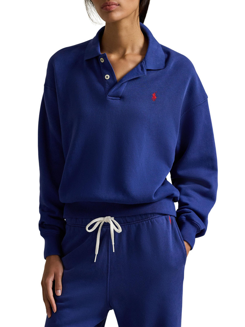Women's Cotton-Blend Polo Sweatshirt - Heritage Royal 3