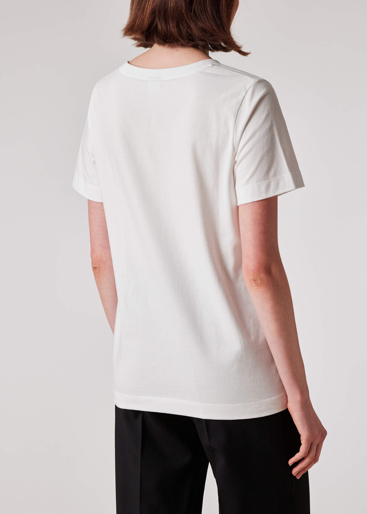 Women's White V-Neck Zebra T-Shirt - 5