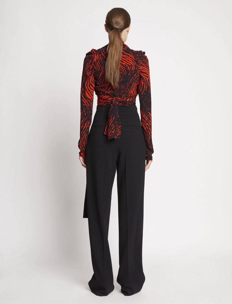 Painted Spiral Crepe de Chine V-Neck Top 5