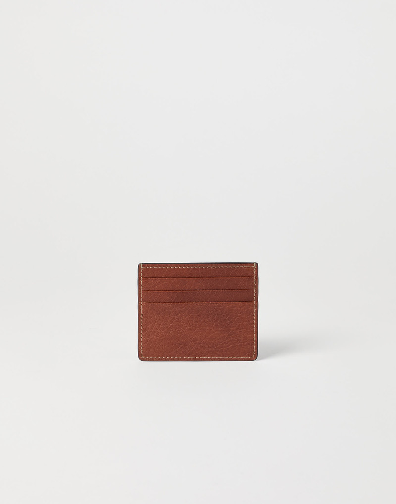 Brunello Cucinelli Grained calfskin mini card case outlook