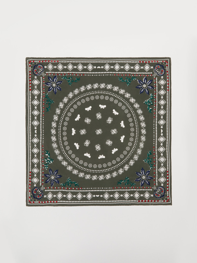 ZELMA Silk scarf with print and embroidery detail 1