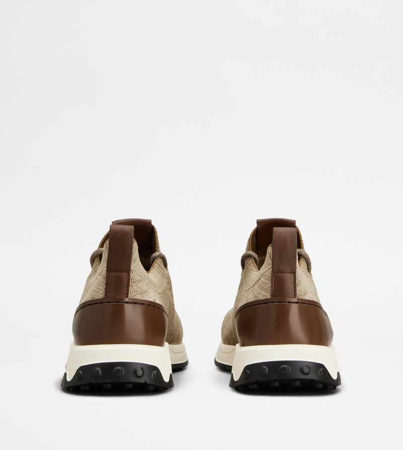Tod's SOCK SNEAKERS IN TECHNICAL FABRIC AND LEATHER - BROWN, BEIGE outlook