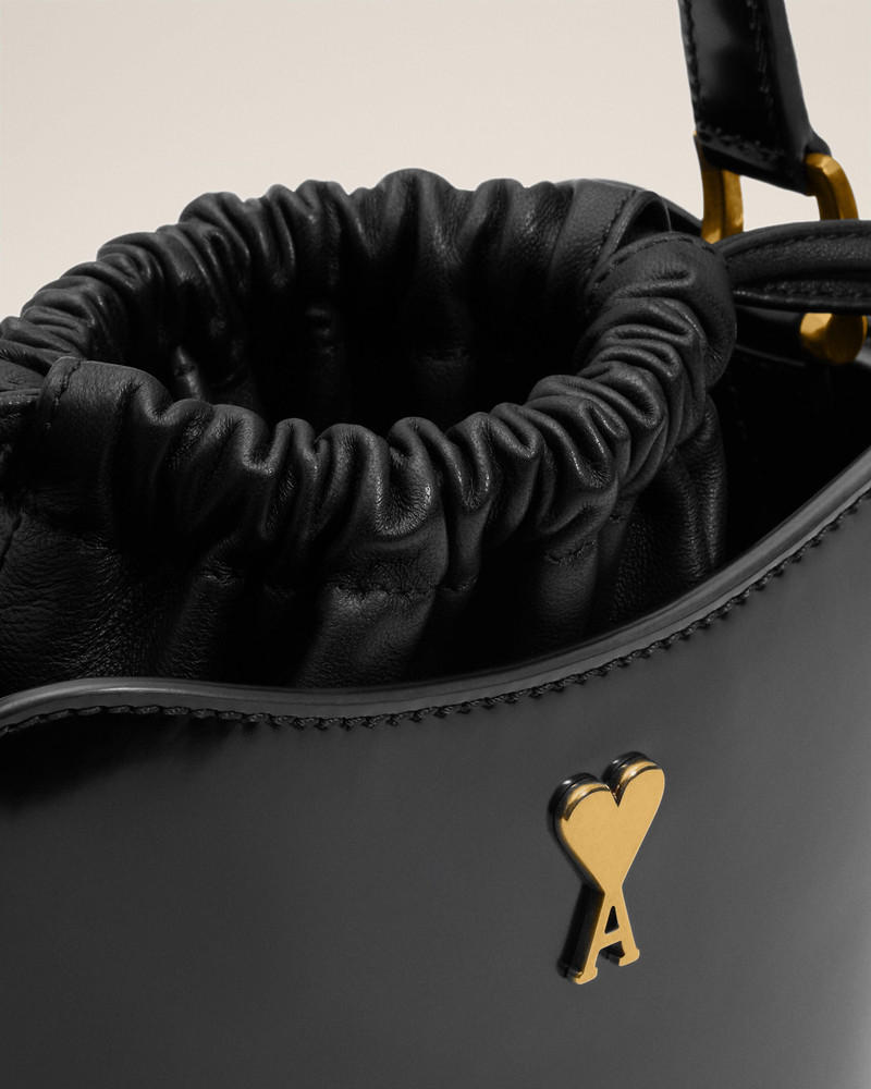 BLACK LEATHER MINI PARIS PARIS BUCKET BAG 6