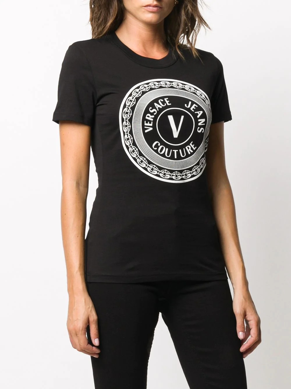 V-Emblem-print cotton T-shirt - 3