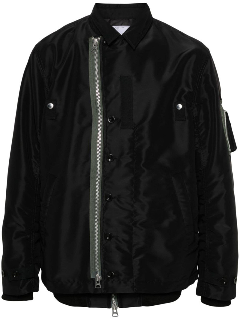contrasting-trim layered bomber jacket 1