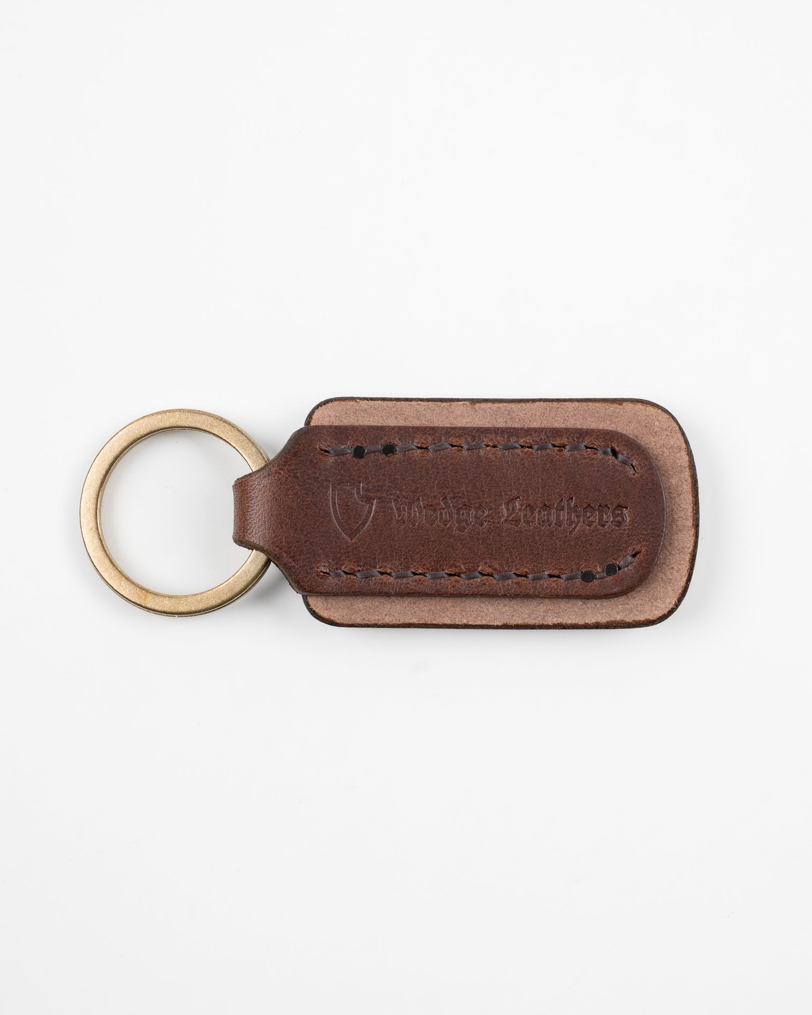 IHG-067-BRN Buttero Leather Key Ring w/Embossed Iron Heart Logo - Brown - 3