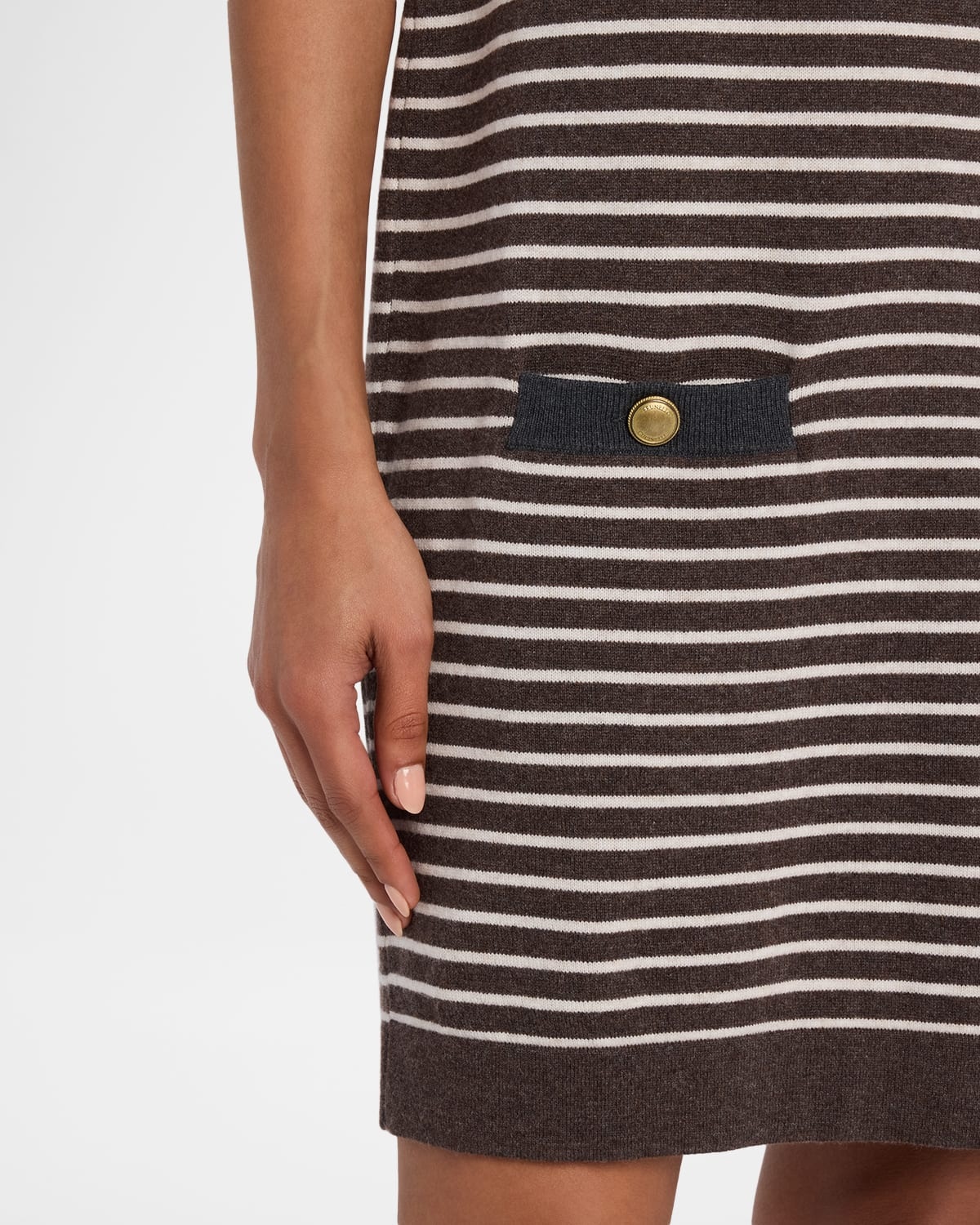 Striped Wool-Cashmere Mini T-Shirt Dress - 5
