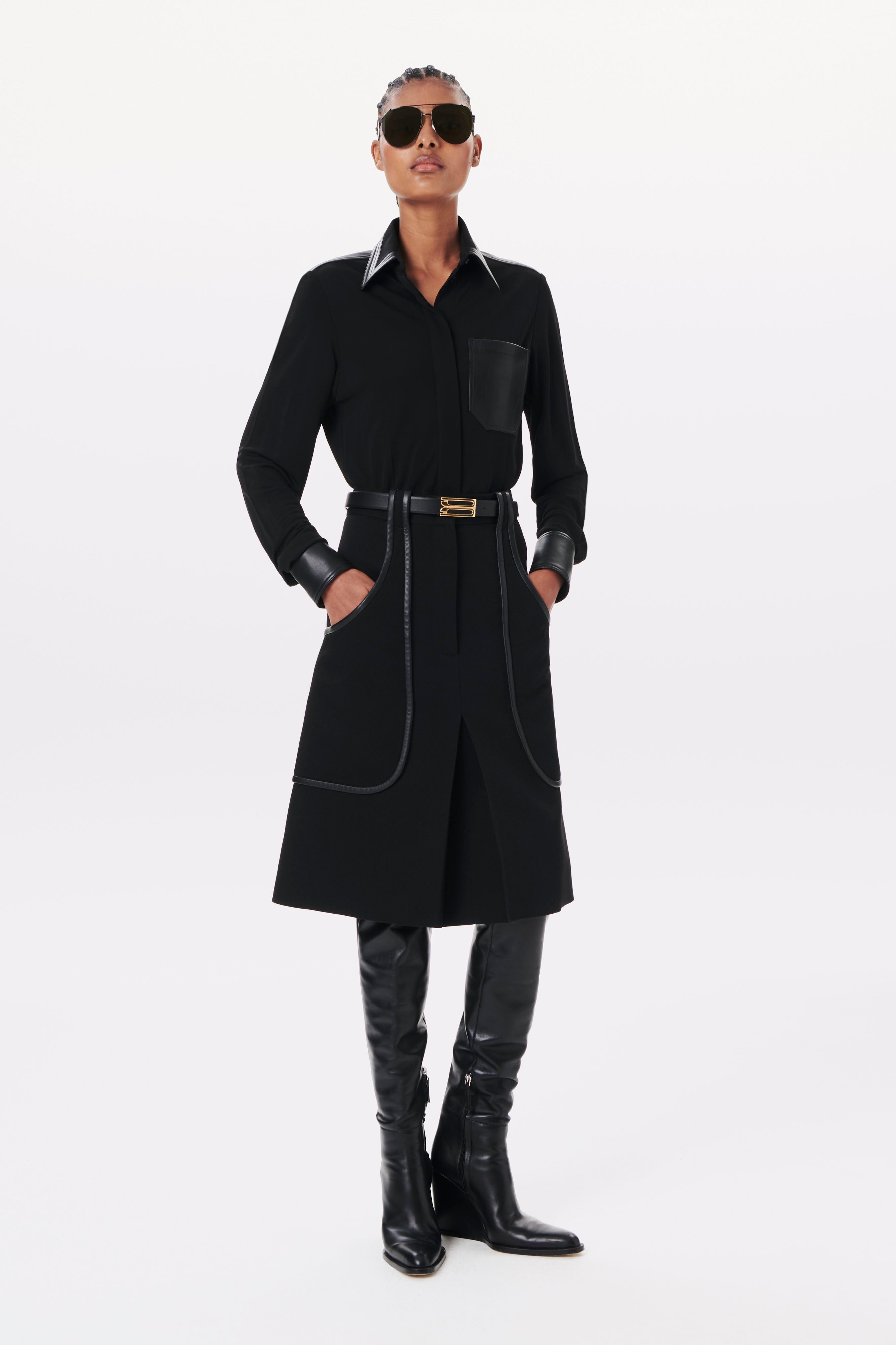 Patch Pocket Midi Skirt in Black - 2
