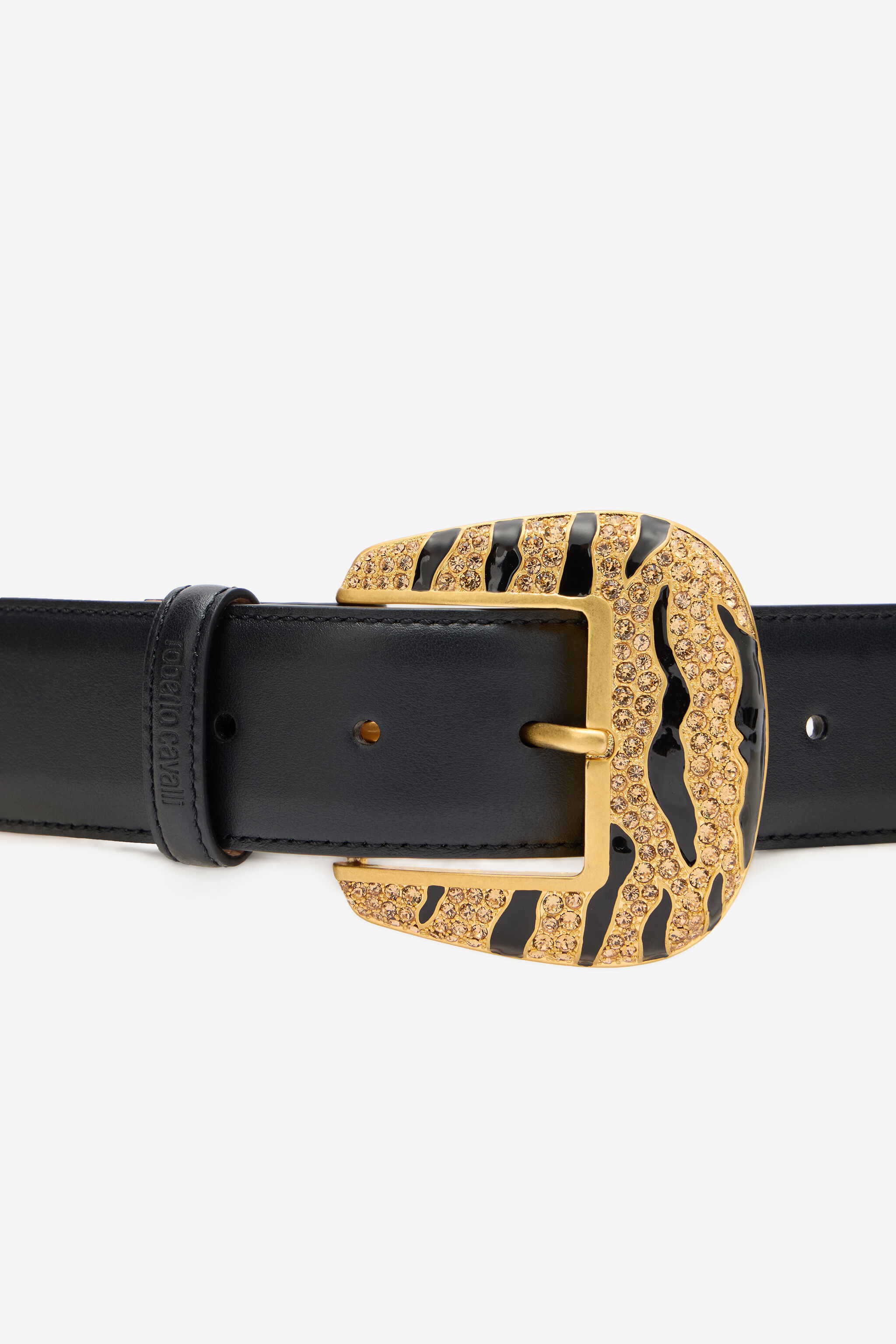 Leopard Skin Belt With Bejeweled Buckle - 3