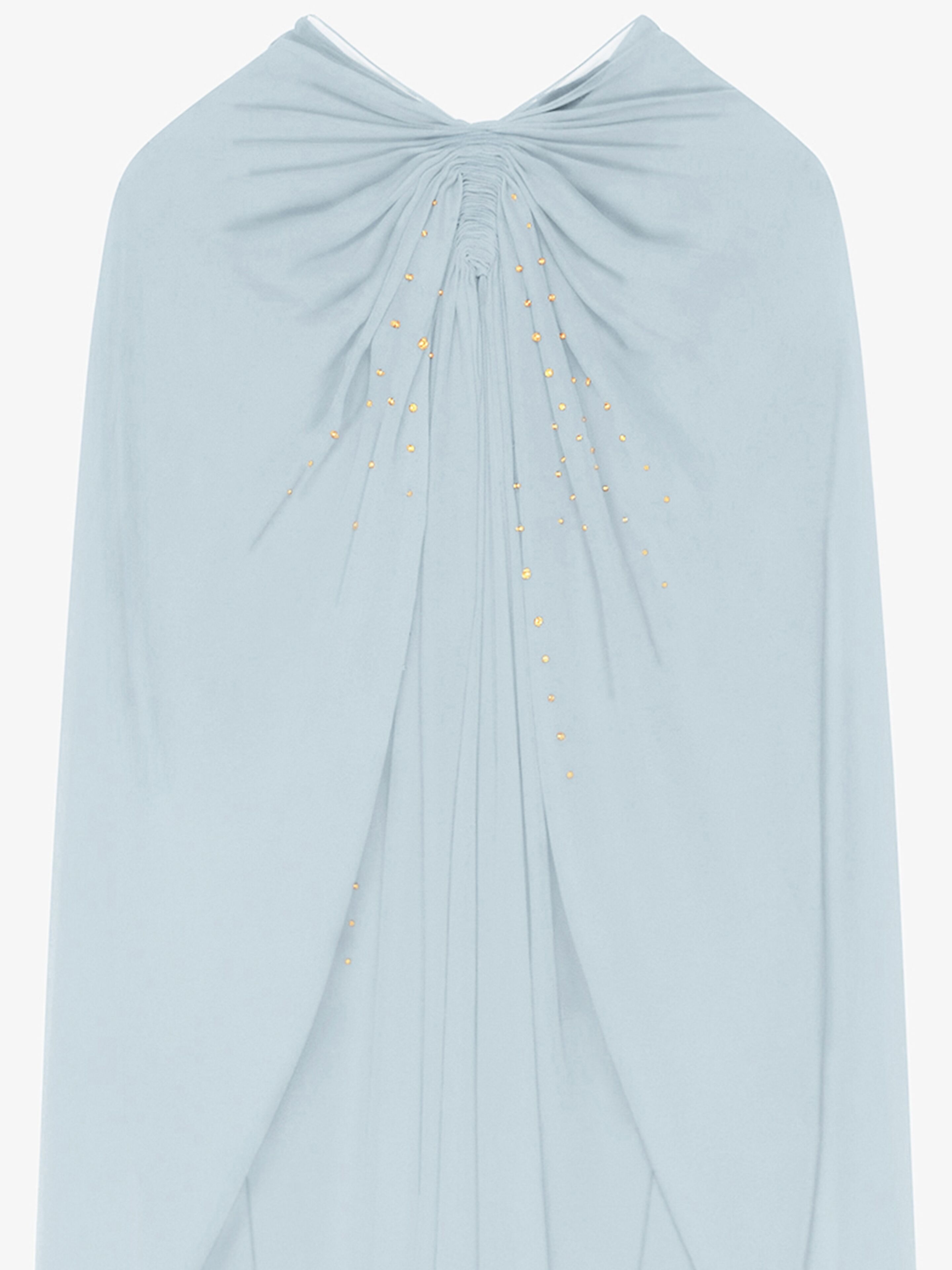 EVENING CAPE DRESS IN SILK GEORGETTE WITH PEARLS - 4