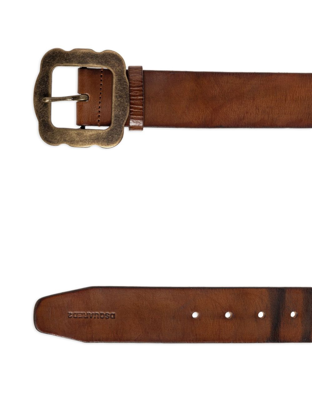 leather square-buckle belt - 3