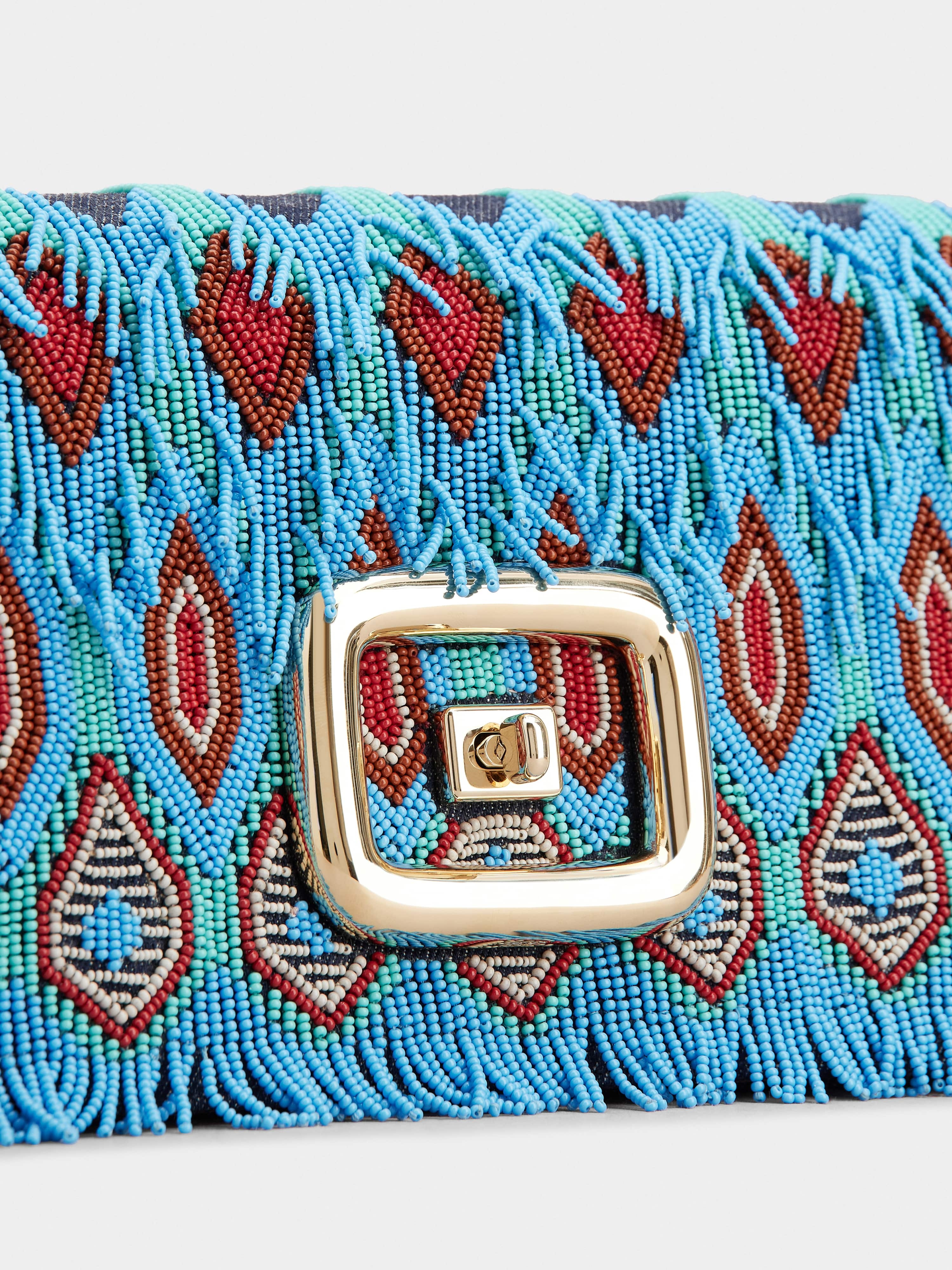 Viv' Choc Ikat Beads Bag in Denim - 7