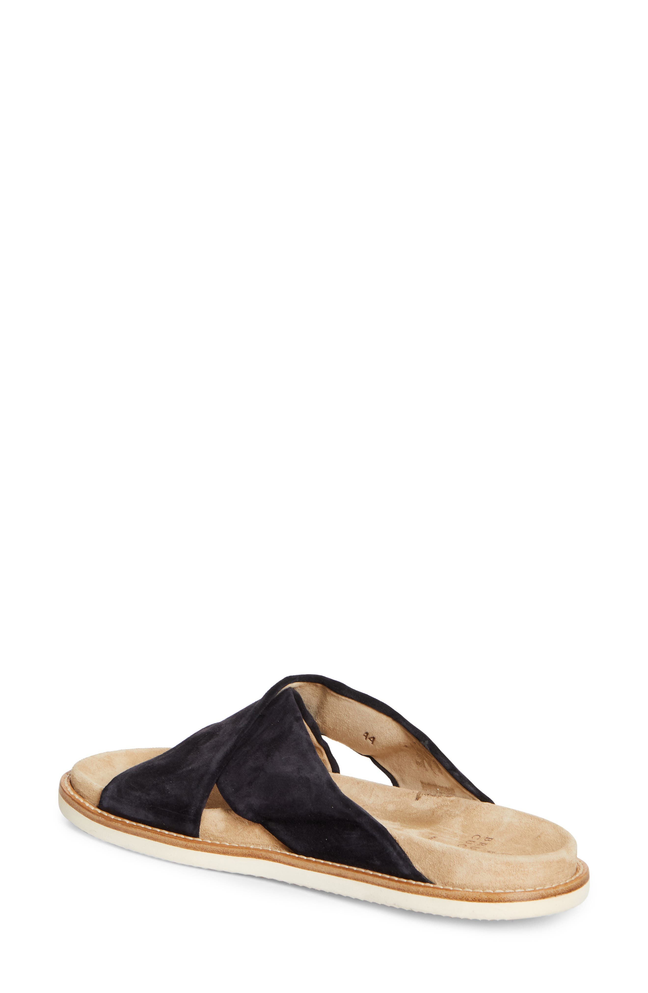 Brunello Cucinelli Cross Strap Suede Slide Sandal in Chh10 Dark Blue at Nordstrom - 2