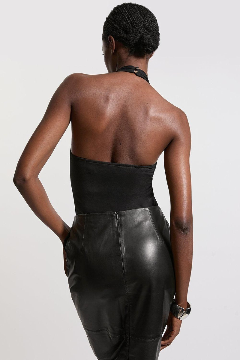 Stretch Cotton Jersey Halter Jersey Bodysuit 3