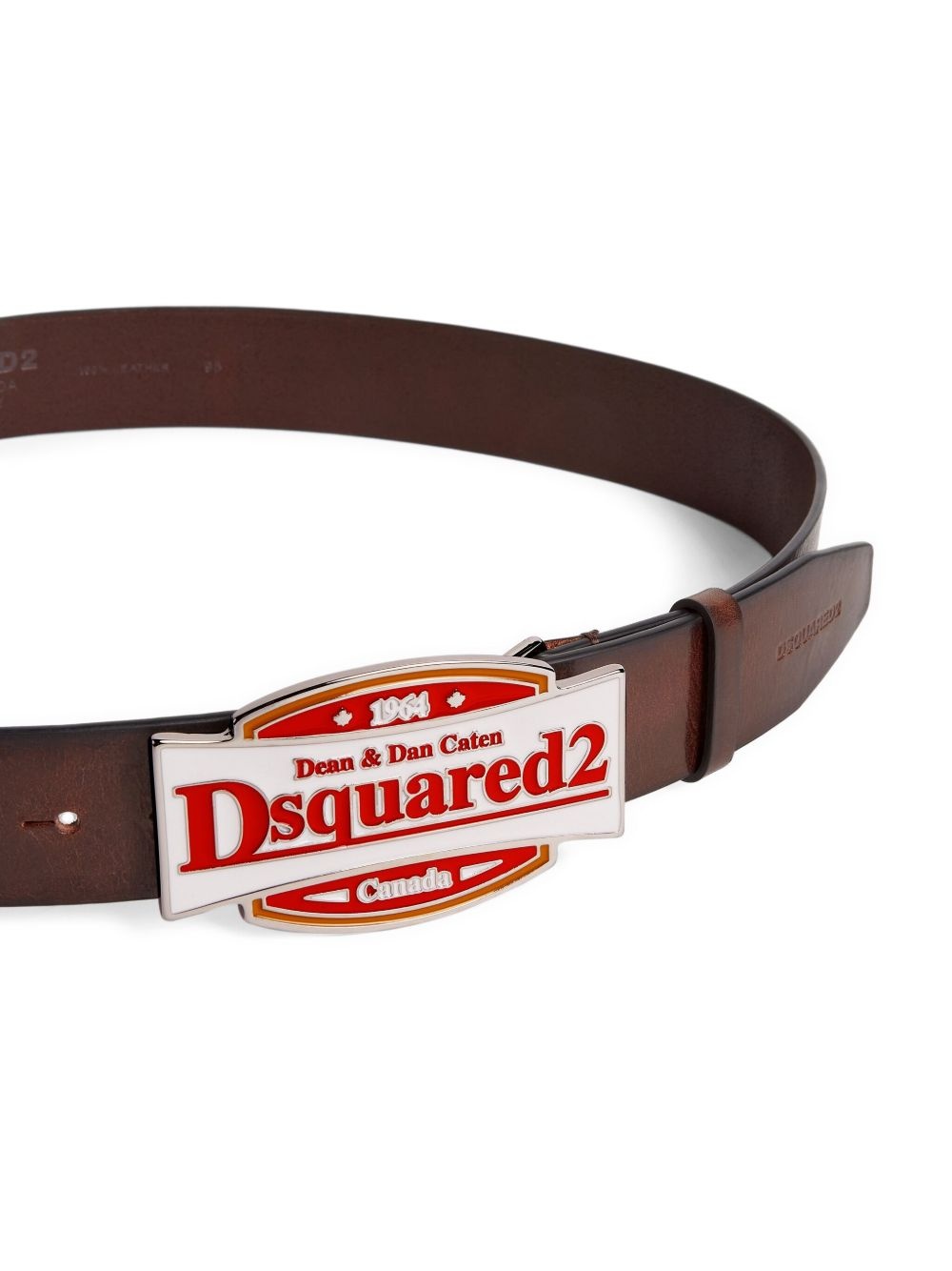 logo-plaque leather belt - 3