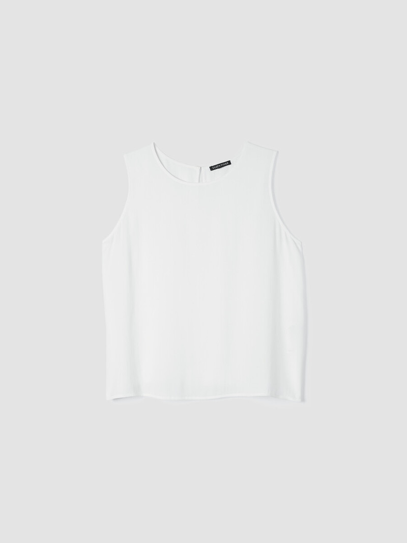 Silk Georgette Crepe Round Neck Tank 1