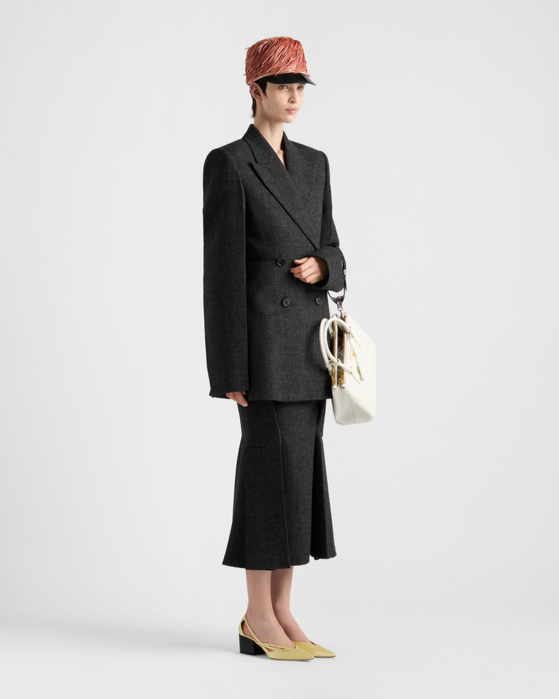 Prada Double-breasted vintage-look rush stitch jacket outlook