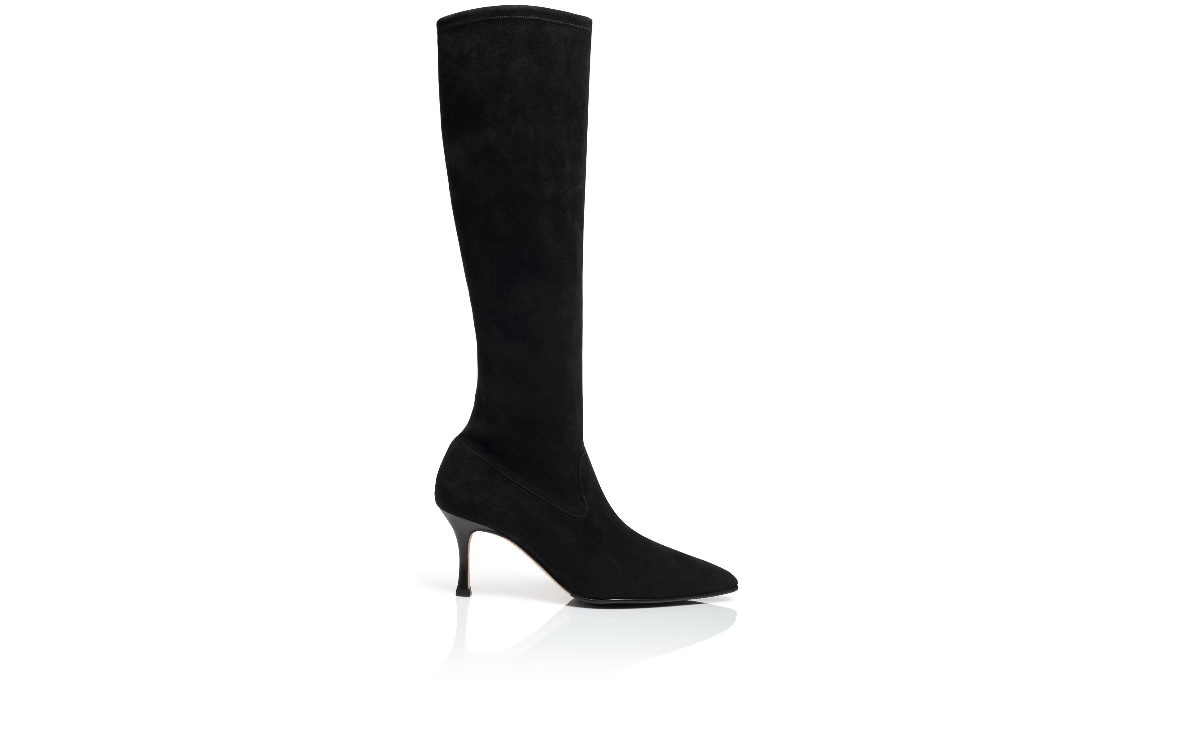 Black Suede Knee High Boots - 1