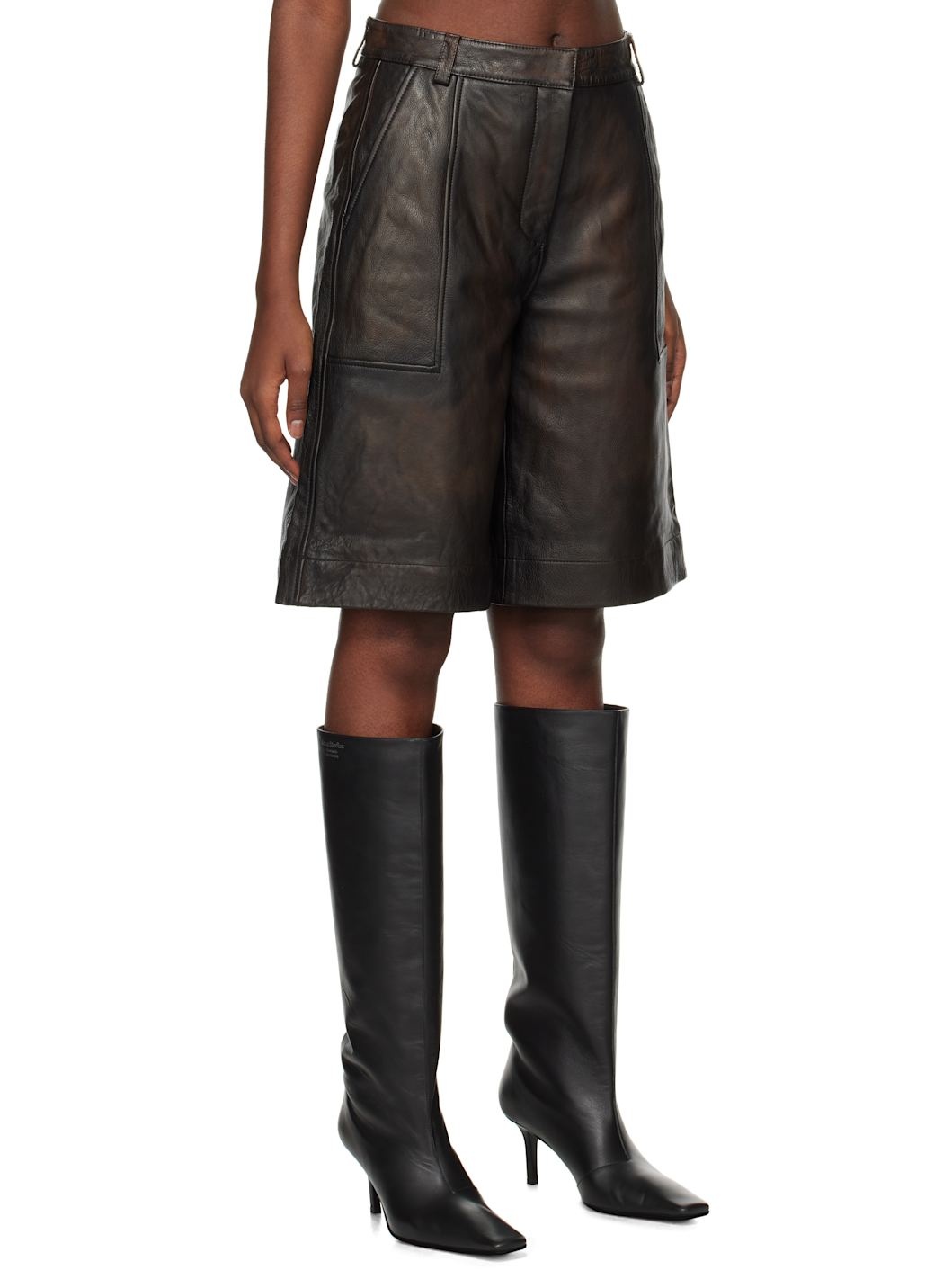 Brown Edda Leather Pants - 4