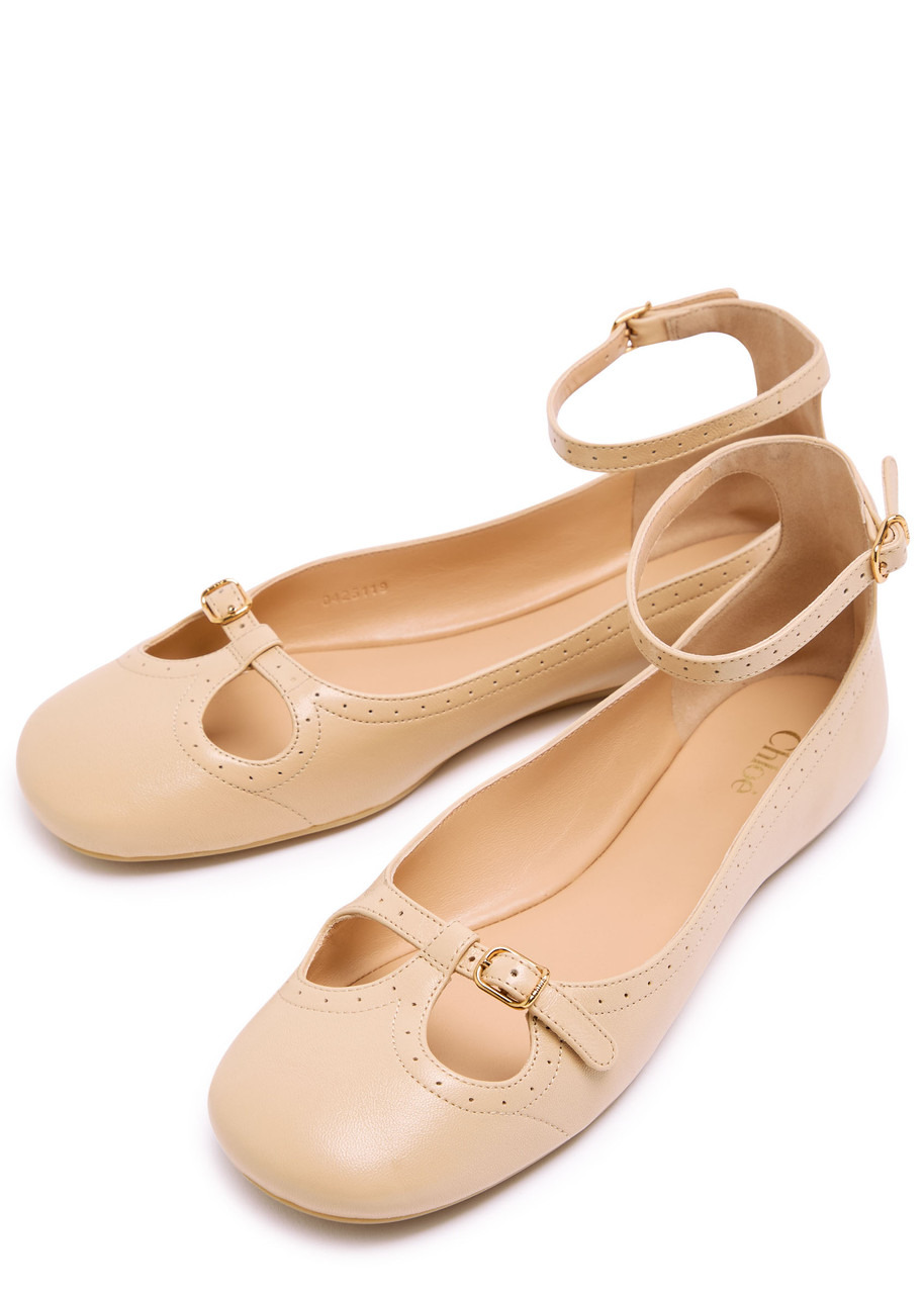 Chloe Misty Cut-out Leather Ballet Flats - 3