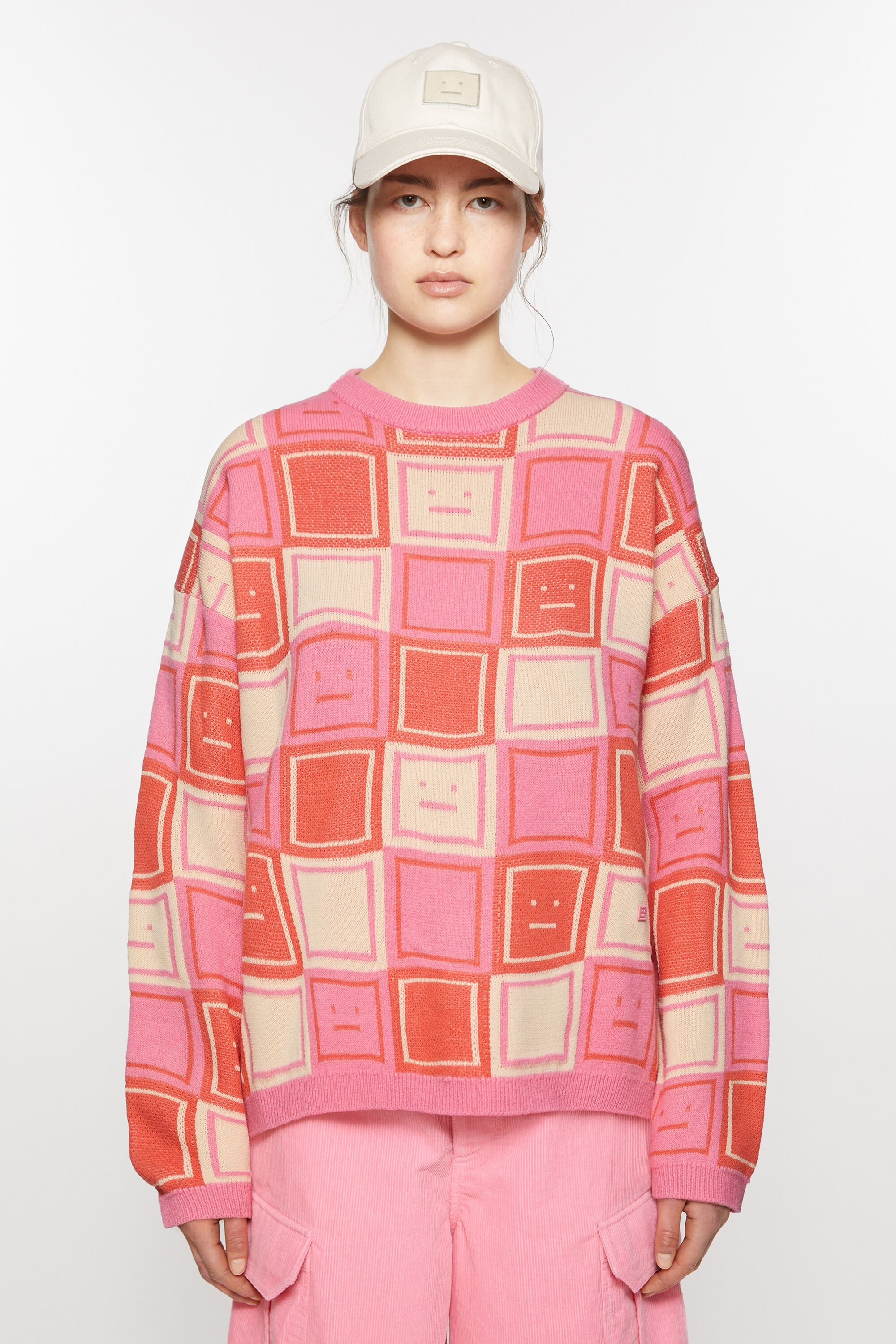 Jacquard crew neck jumper - Rusty orange/tango pink - 2