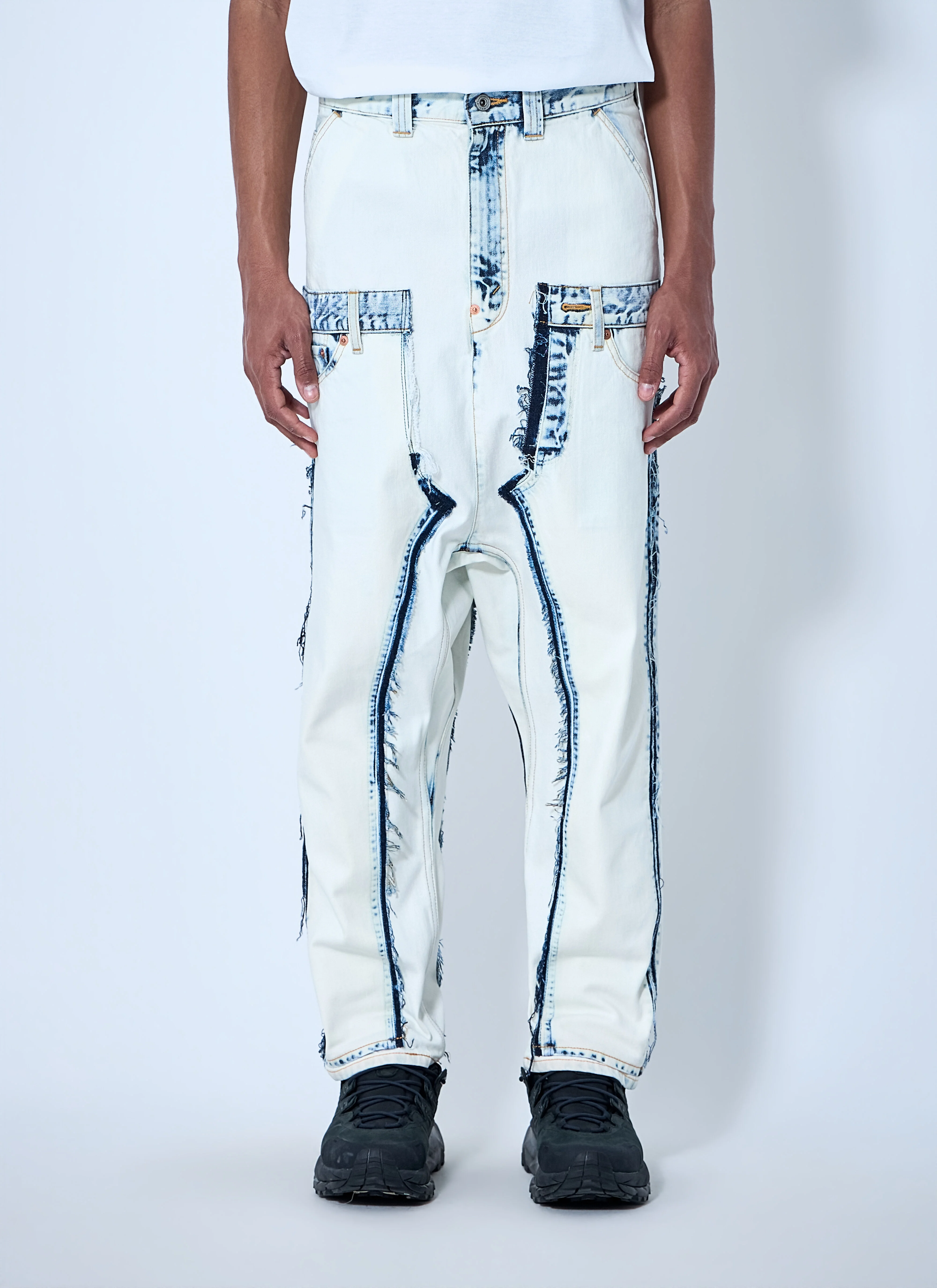 Deconstructed Panelled Denim Trousers - 1