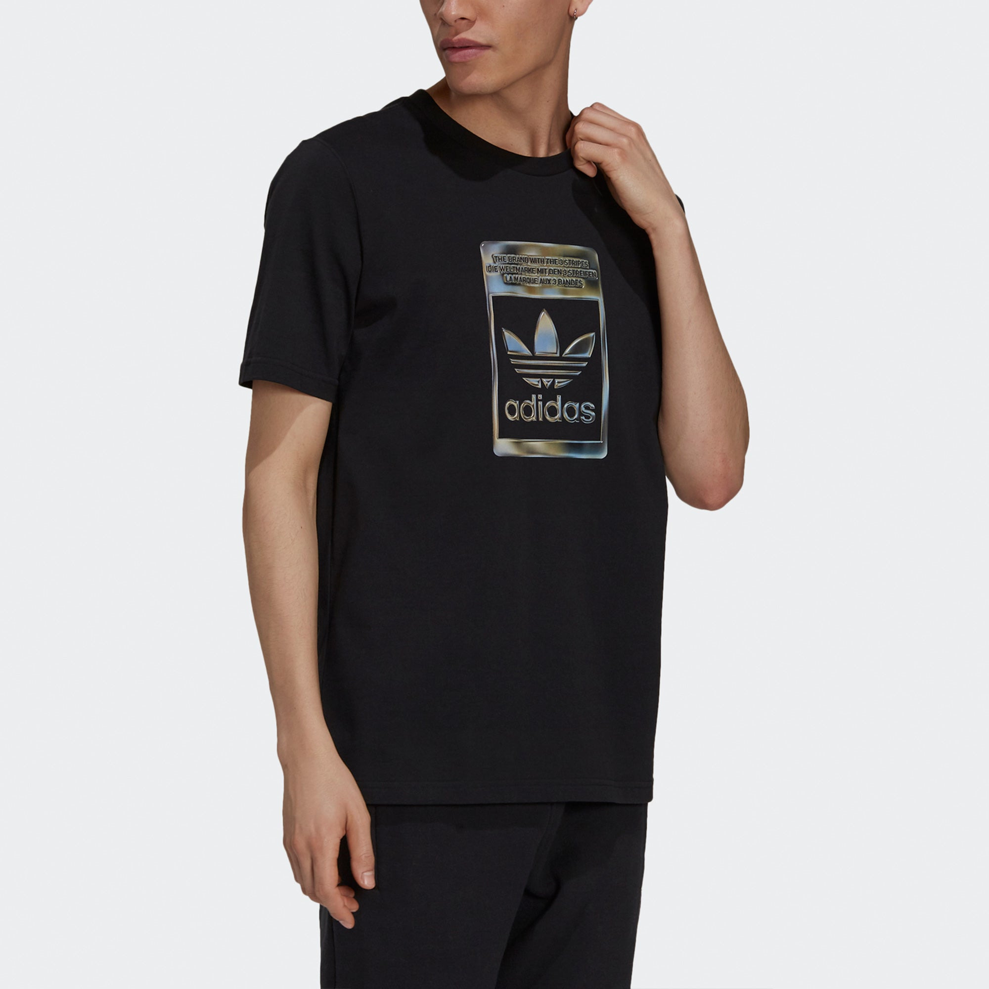 adidas originals Camo Infill Tee Logo Sports Short Sleeve Men's Black/Multi-Color H13502 - 4