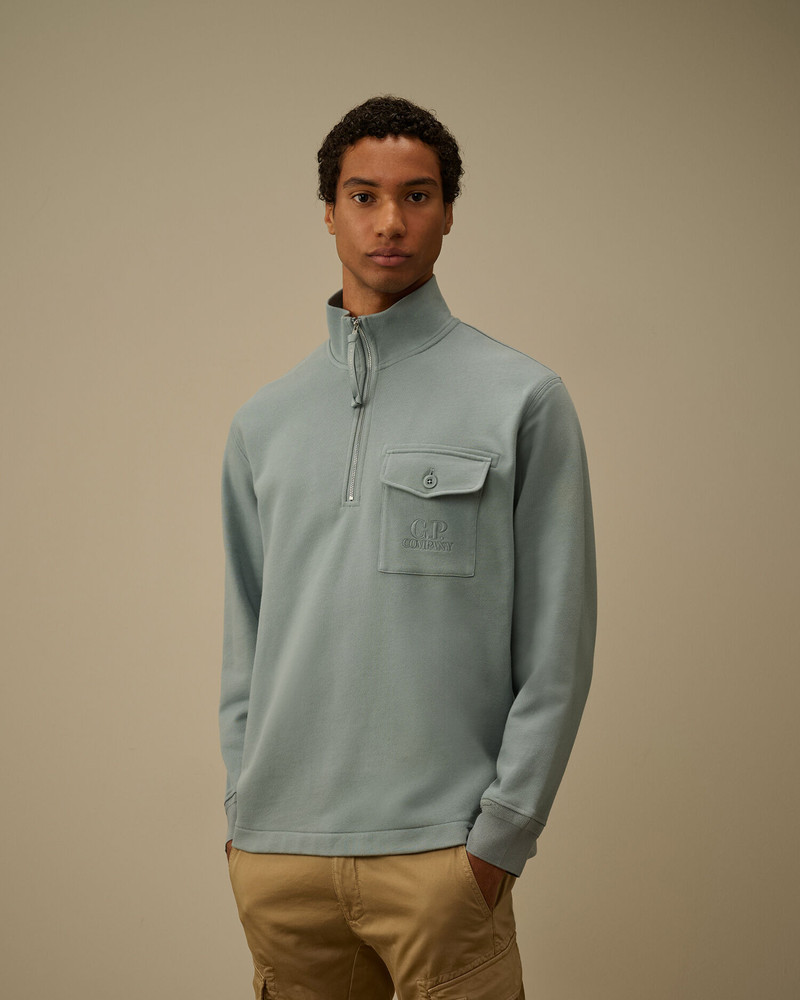 Diagonal Raised Fleece Half Zip Sweatshirt 3