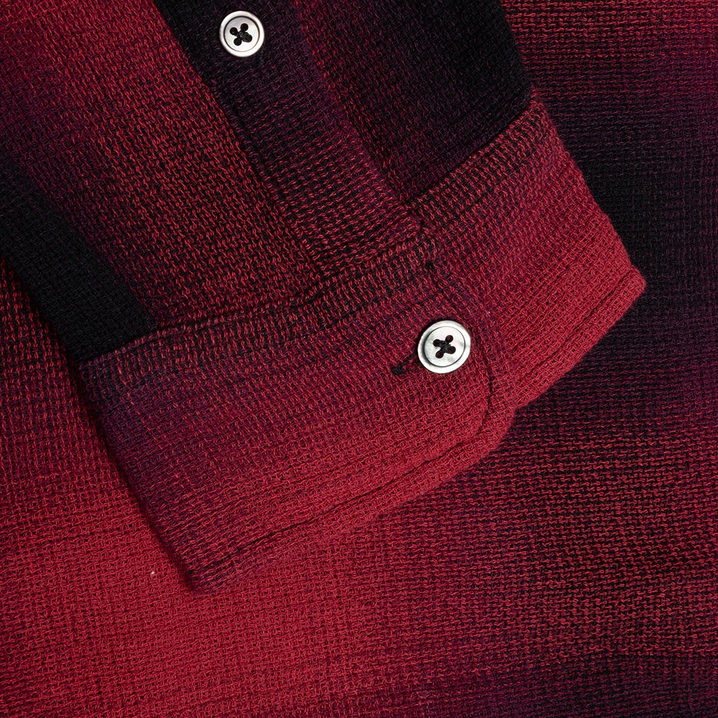 LOOSE WEAVE PLAID SHIRT - RED - 5