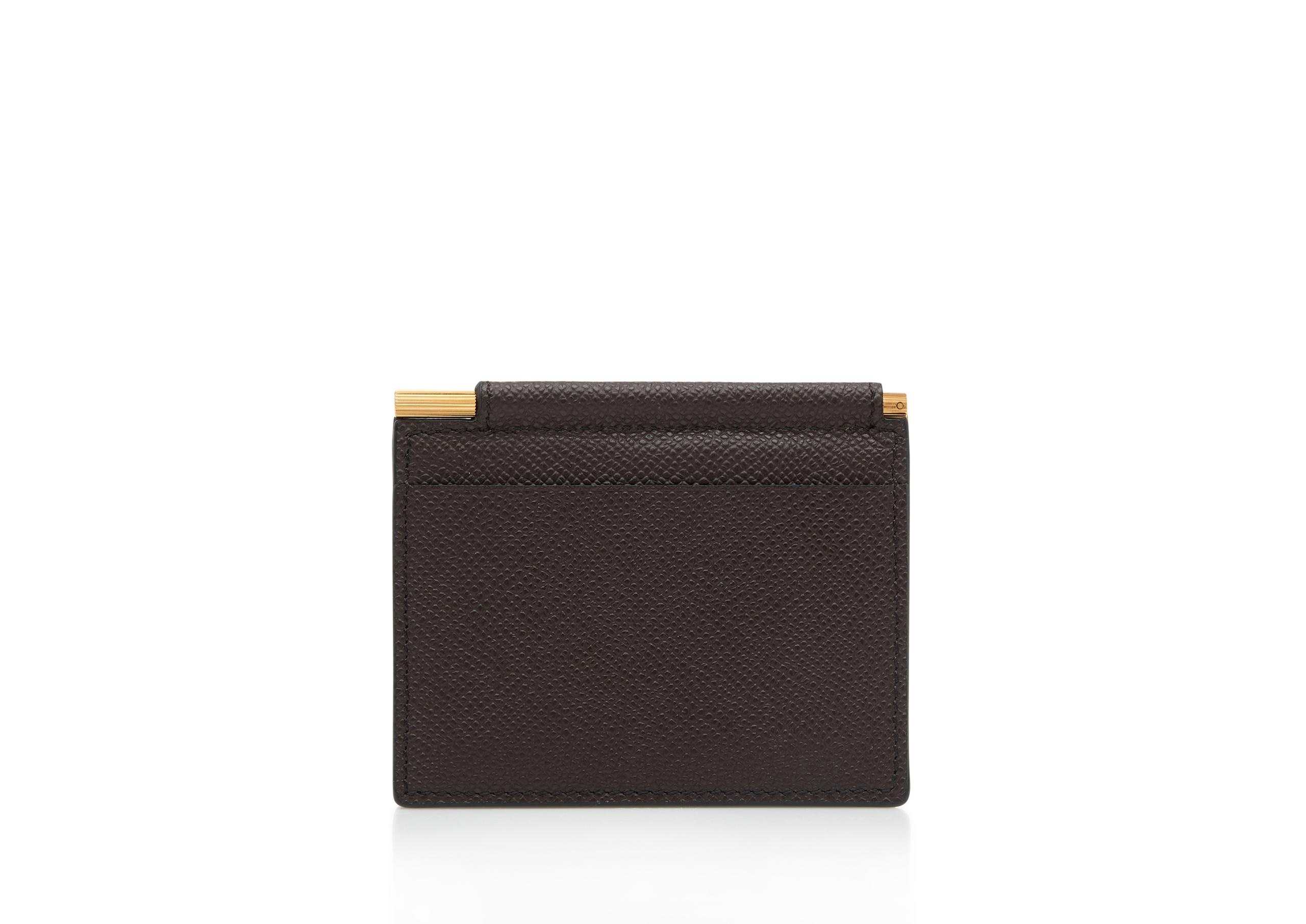 SMALL GRAIN LEATHER FOLDING MONEY CLIP CARDHOLDER - 3