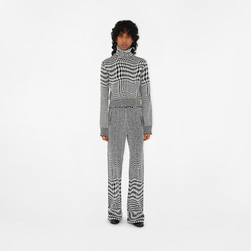 Burberry Warped Houndstooth Wool Blend Trousers outlook