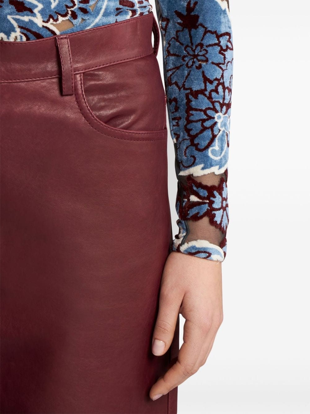 wide-leg leather trousers - 6