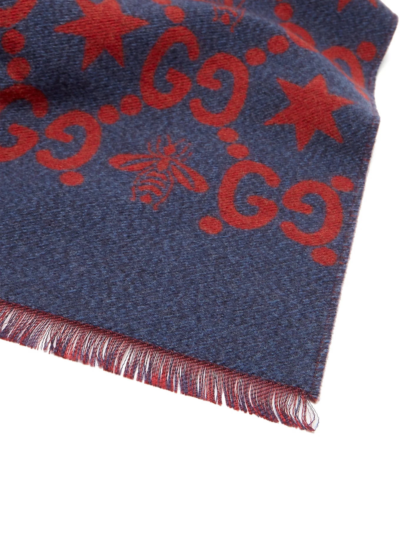 GG logo-intarsia wool-blend scarf - 4