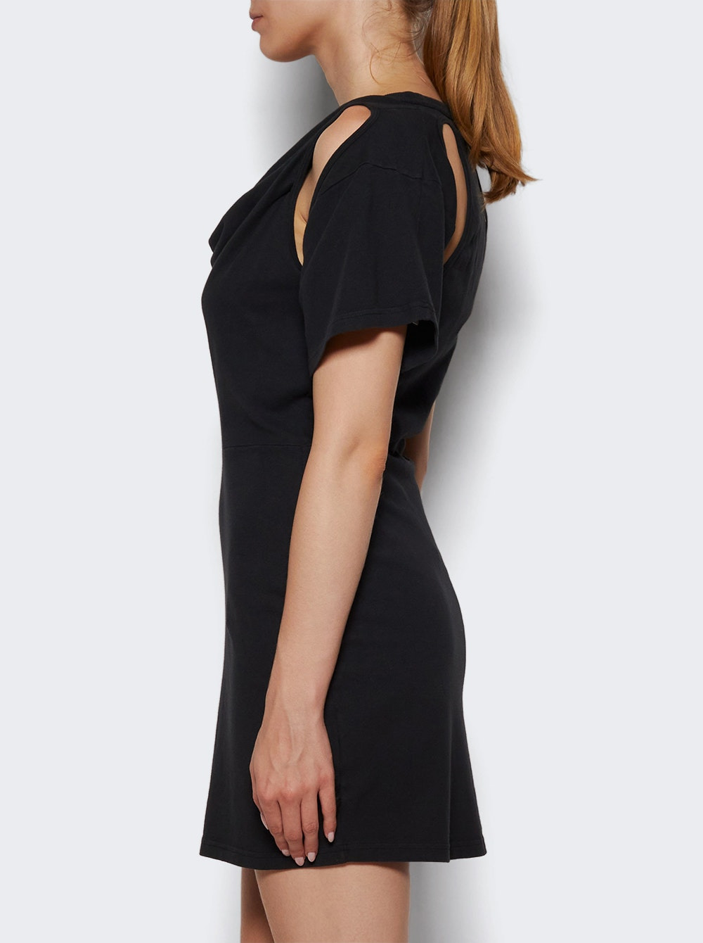 Deconstructed Cowl Neck Mini Dress Black - 3