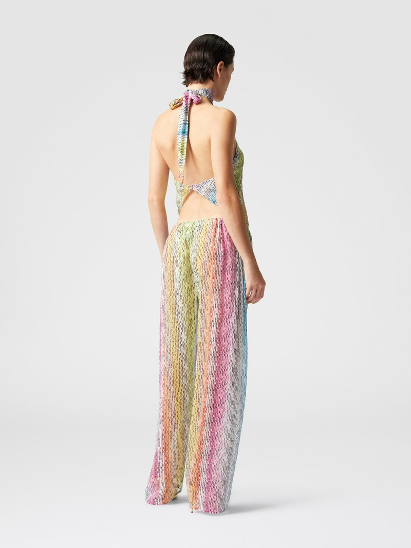 Sleeveless turtleneck top in printed cotton and silk blend 3