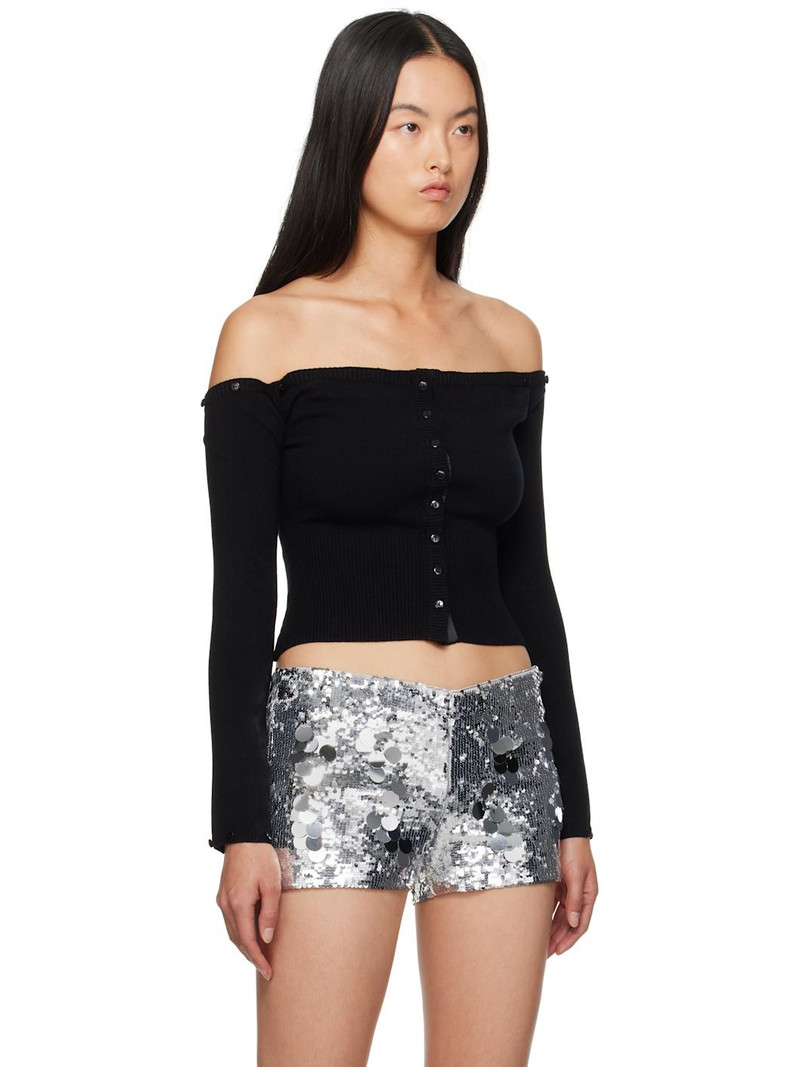 GUIZIO Black Faux Fur Cardigan outlook