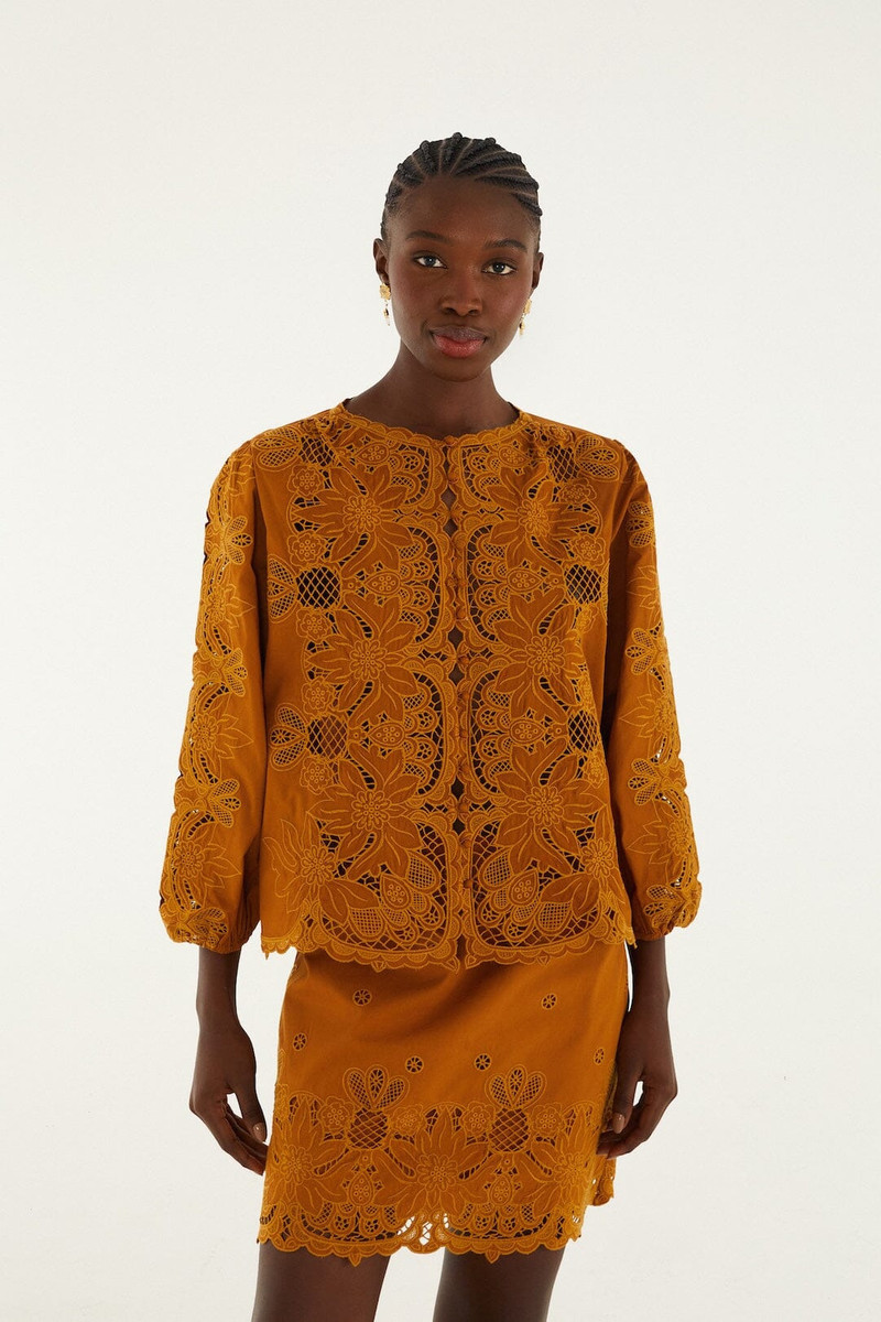 Camel Richelieu Long Sleeve Blouse 1