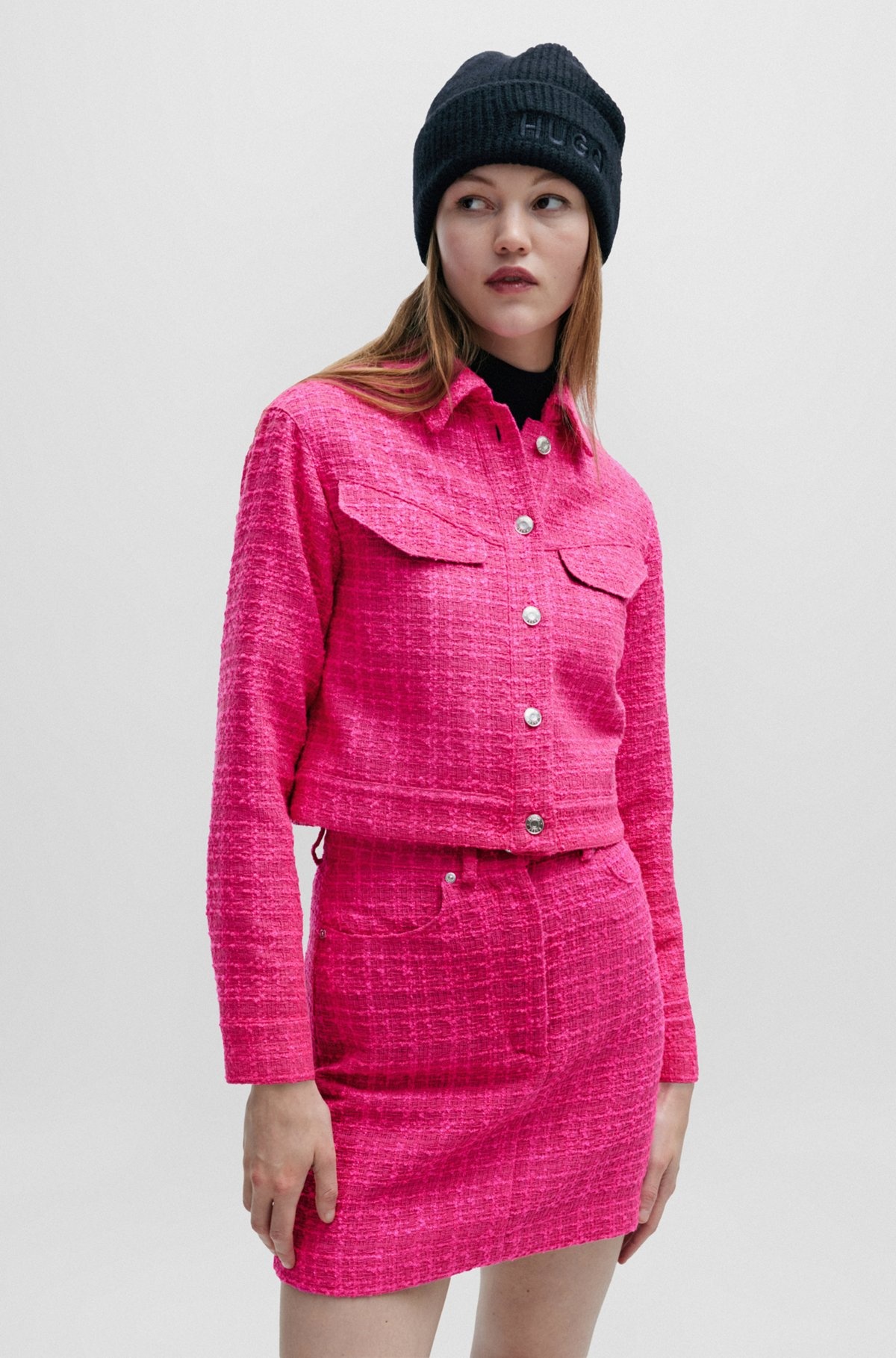 RELAXED-FIT JACKET IN BOUCLÉ FABRIC WITH POLISHED TRIMS - 2