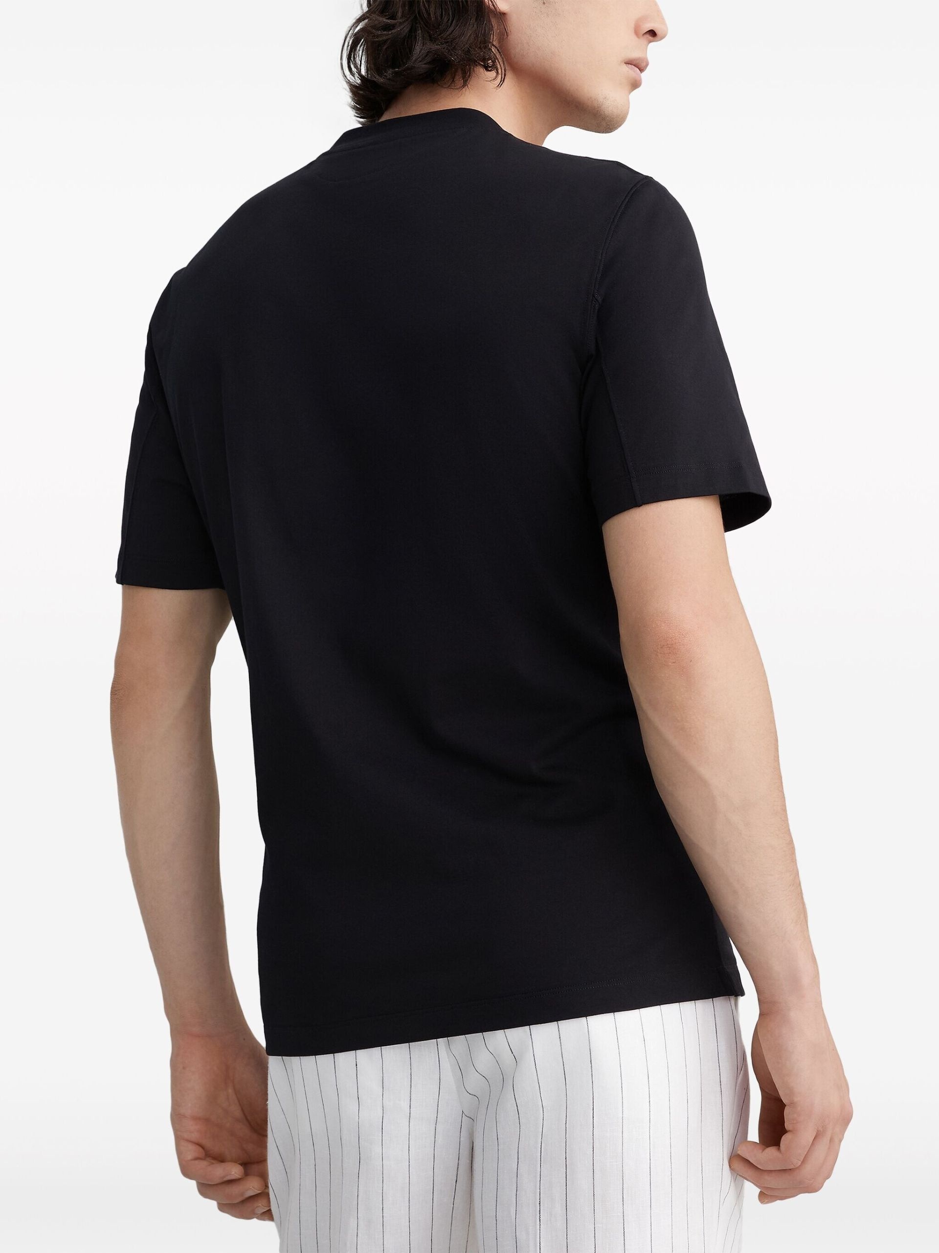 Black Crew-Neck Cotton T-Shirt - 4