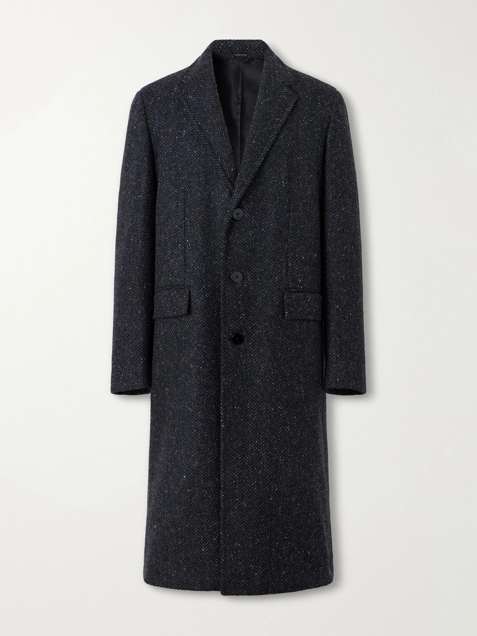 Wool-Chevron Coat Gray - 1