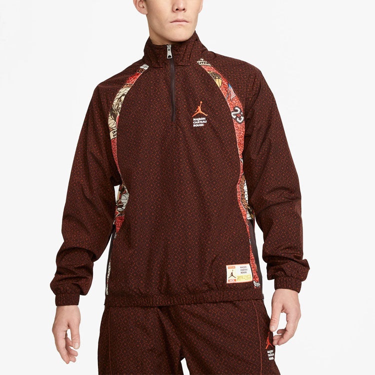 Air Jordan x Maison Chateau Rouge Crossover Printing Splicing Half Zipper Stand Collar Jacket US Edi - 5