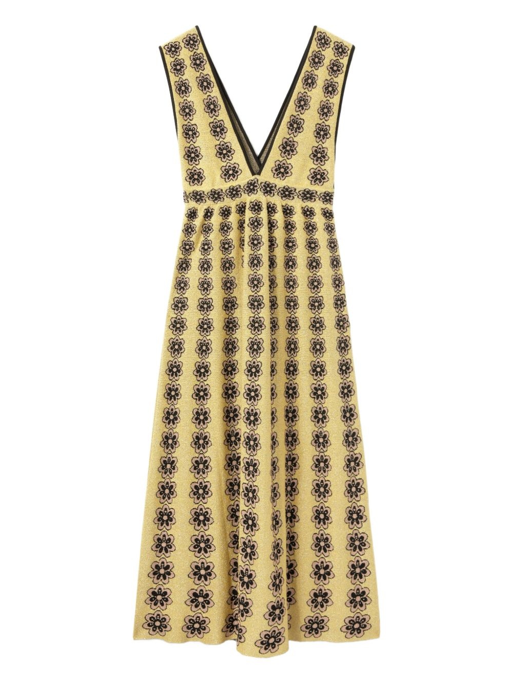 Caper floral-embroidered V-neck maxi dress - 5