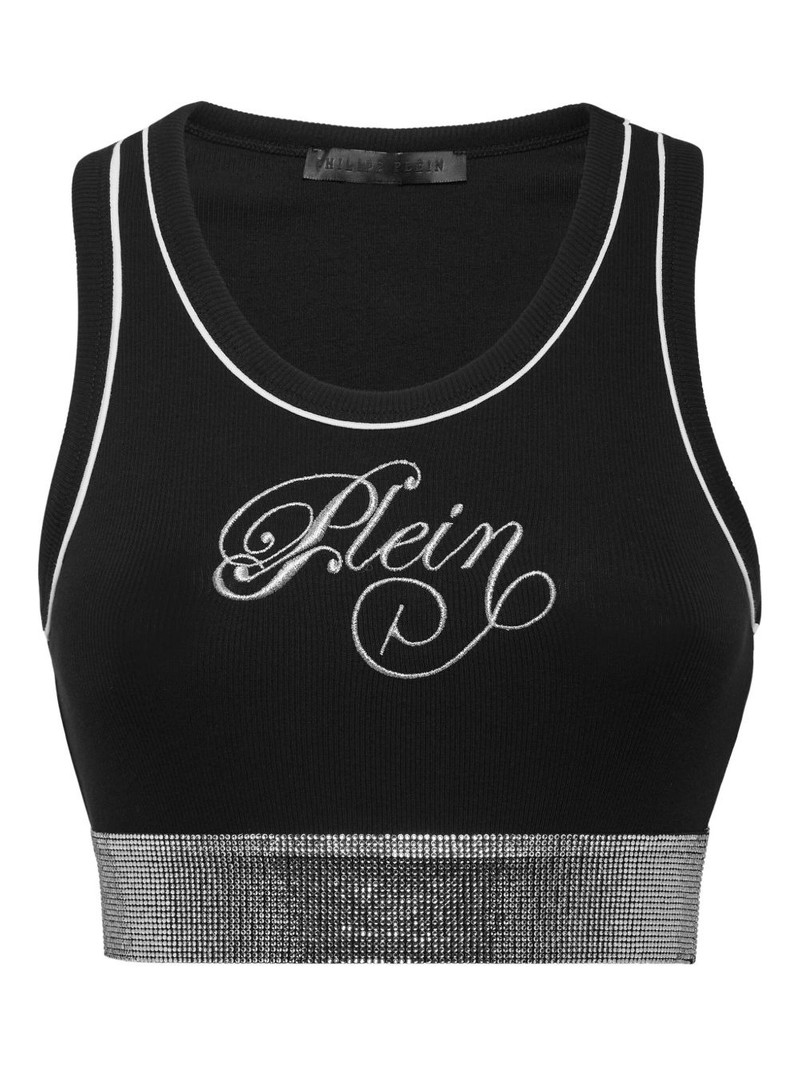 ribbed-knit logo-embroidered top 1